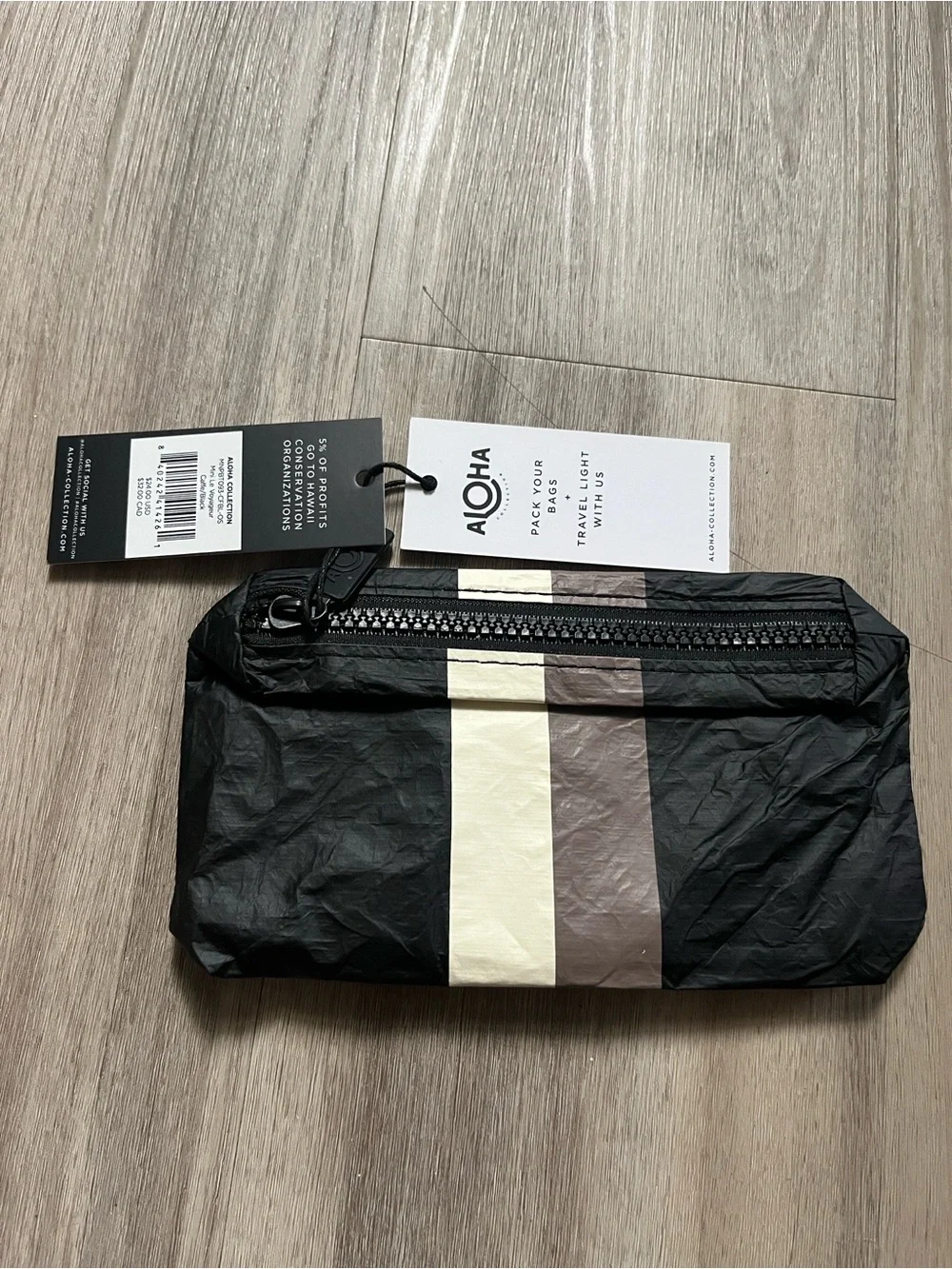 NWT ALOHA Collection Mini Pouch Le Voyageur Caffe On Black